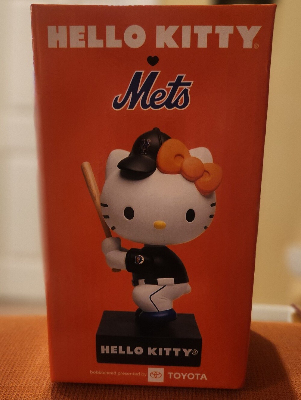 Hello Kitty Mets Baseball Bobblehead in Orange and Blue